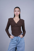 LONG SLEEVE HENLEY TOP