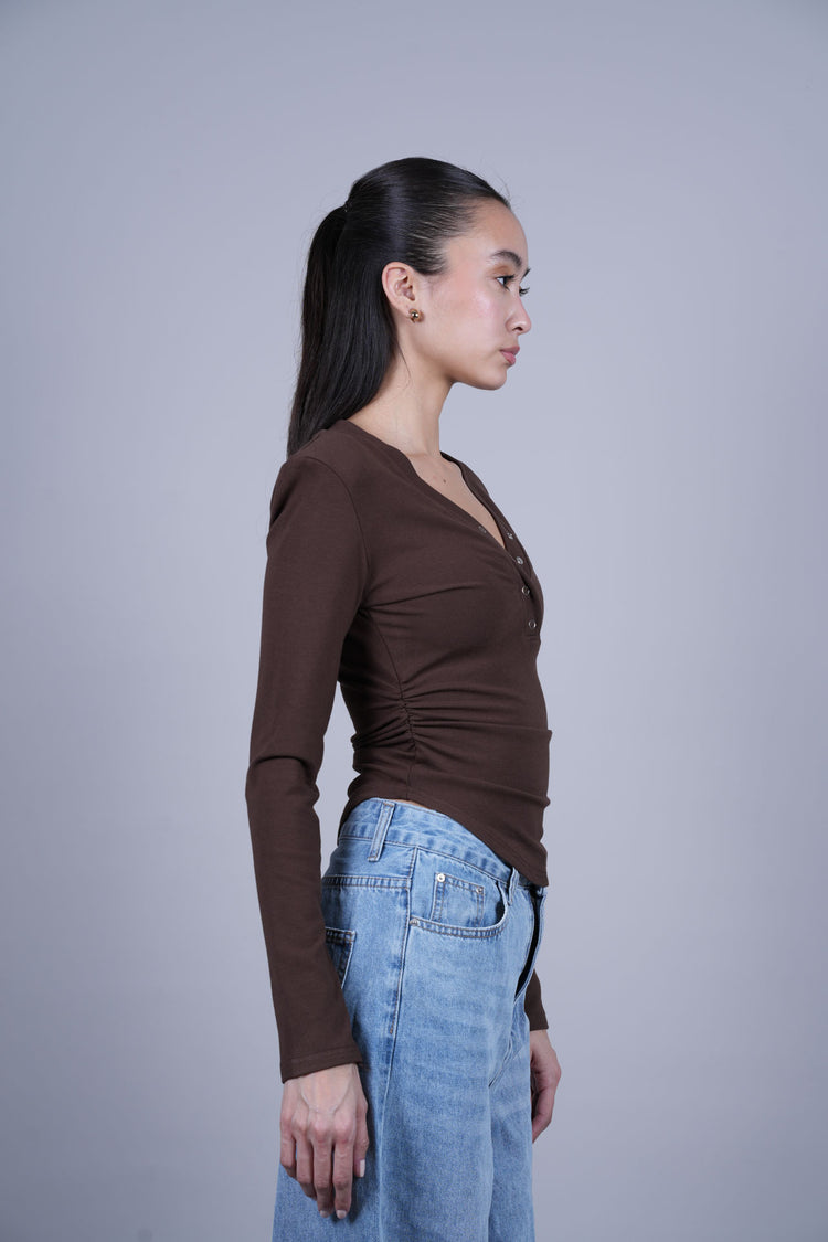 LONG SLEEVE HENLEY TOP