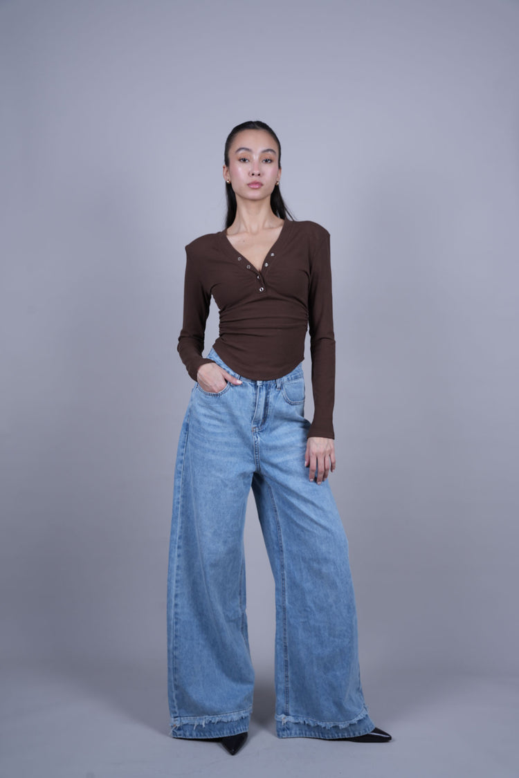 LONG SLEEVE HENLEY TOP