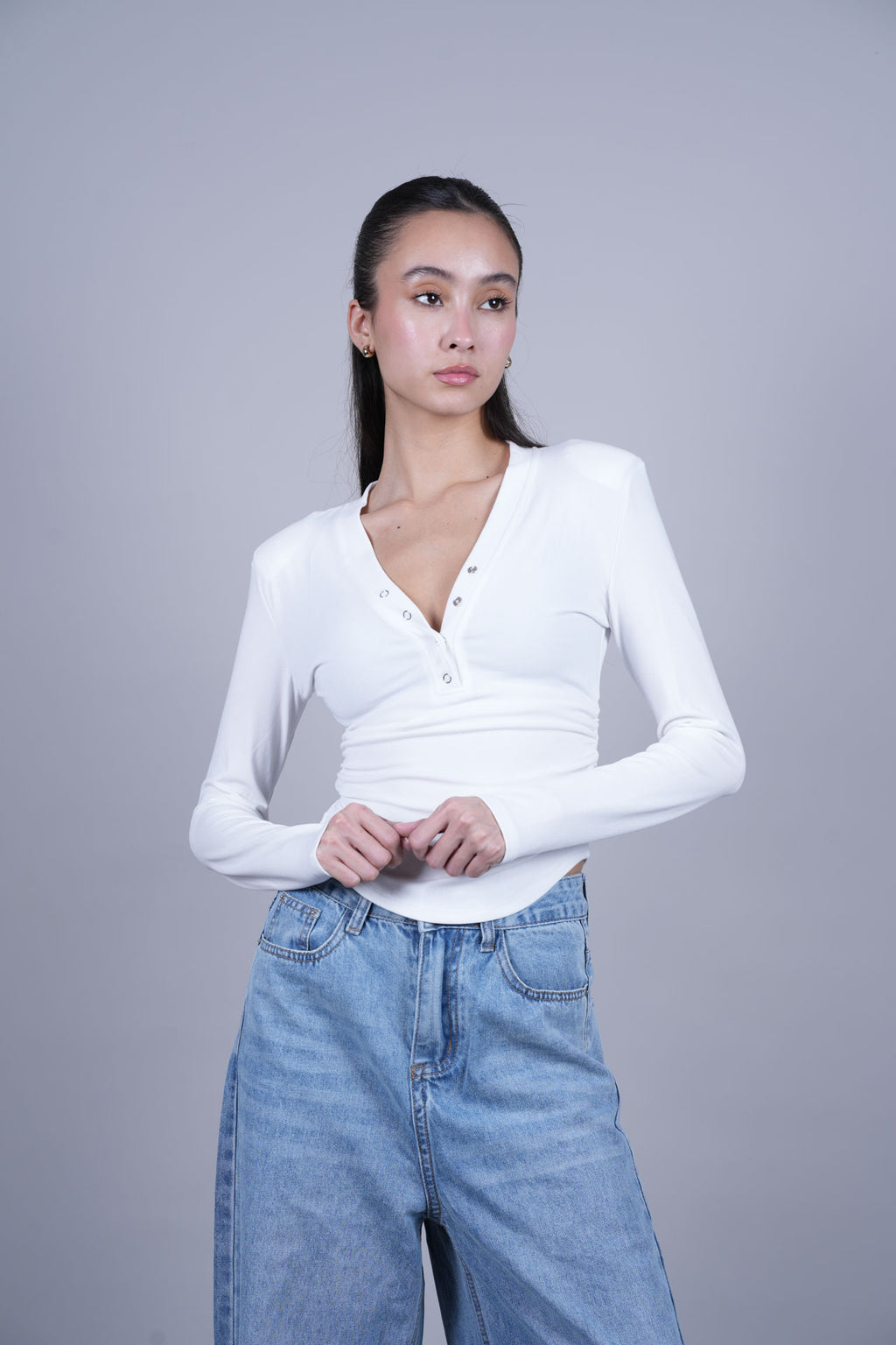 LONG SLEEVE HENLEY TOP