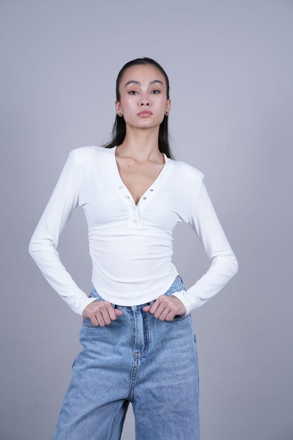LONG SLEEVE HENLEY TOP