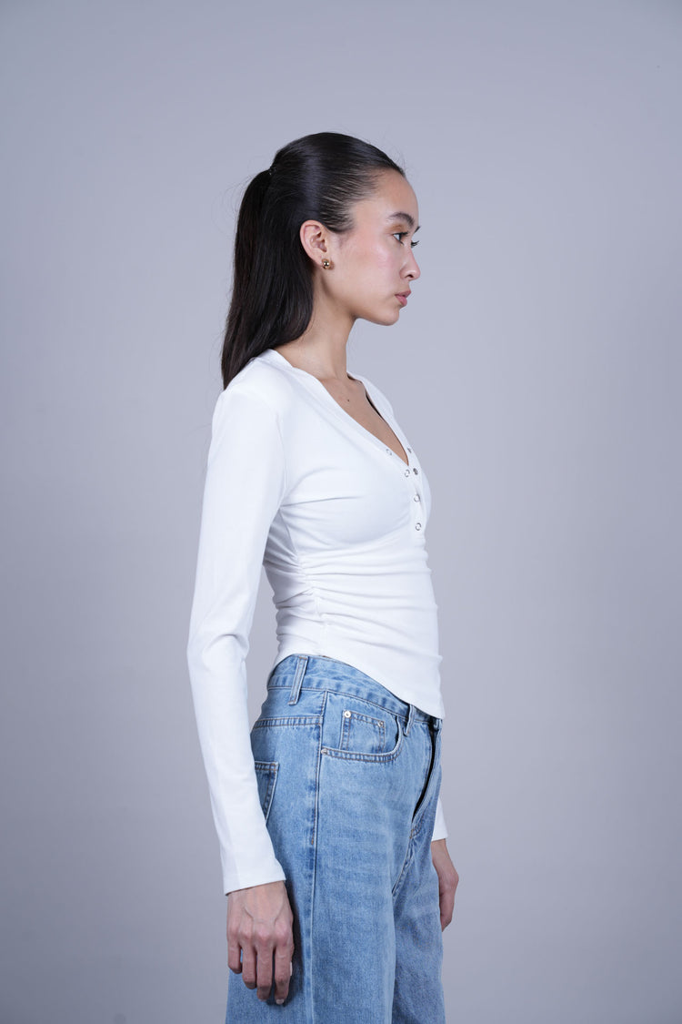 LONG SLEEVE HENLEY TOP