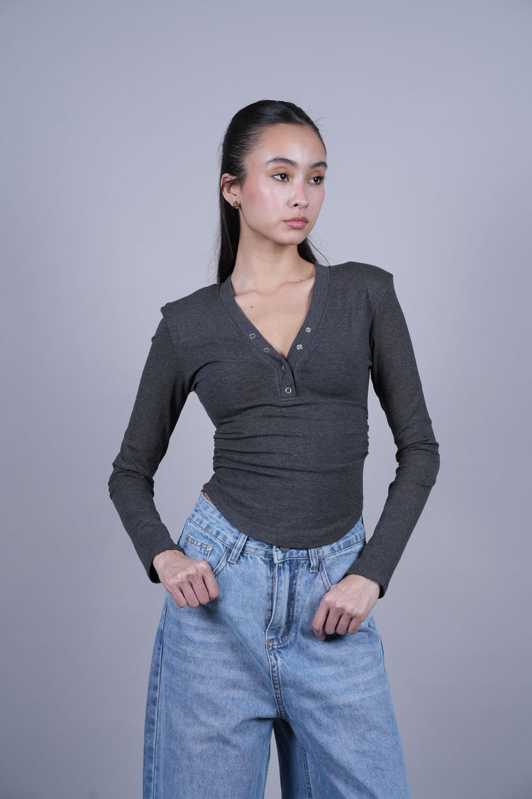 LONG SLEEVE HENLEY TOP
