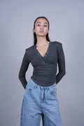 LONG SLEEVE HENLEY TOP