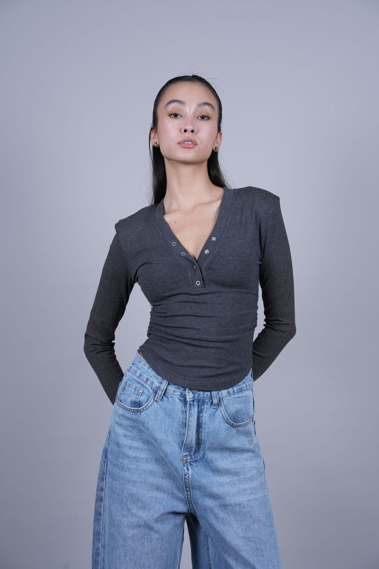 LONG SLEEVE HENLEY TOP