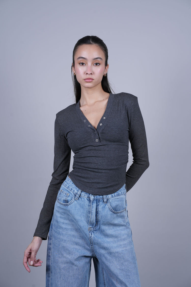 LONG SLEEVE HENLEY TOP