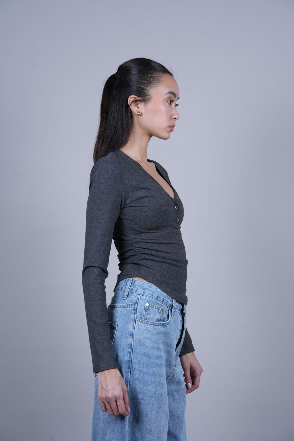 LONG SLEEVE HENLEY TOP