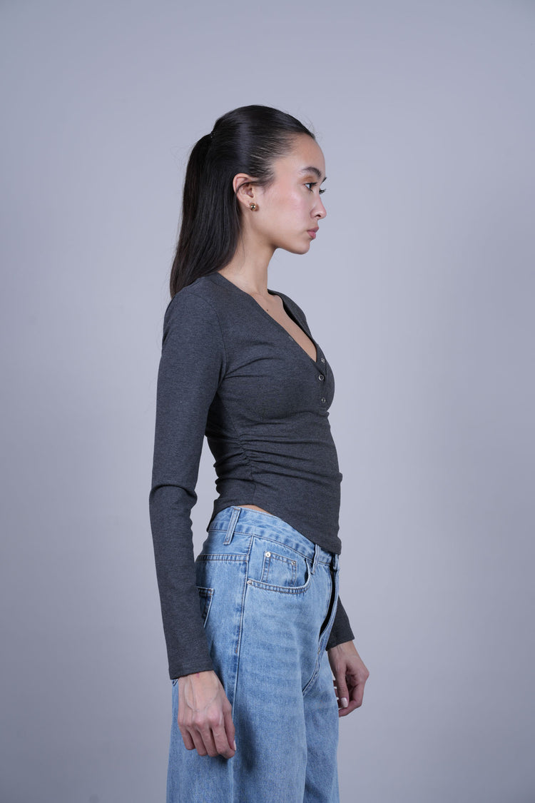 LONG SLEEVE HENLEY TOP