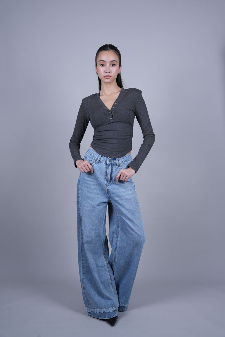 LONG SLEEVE HENLEY TOP