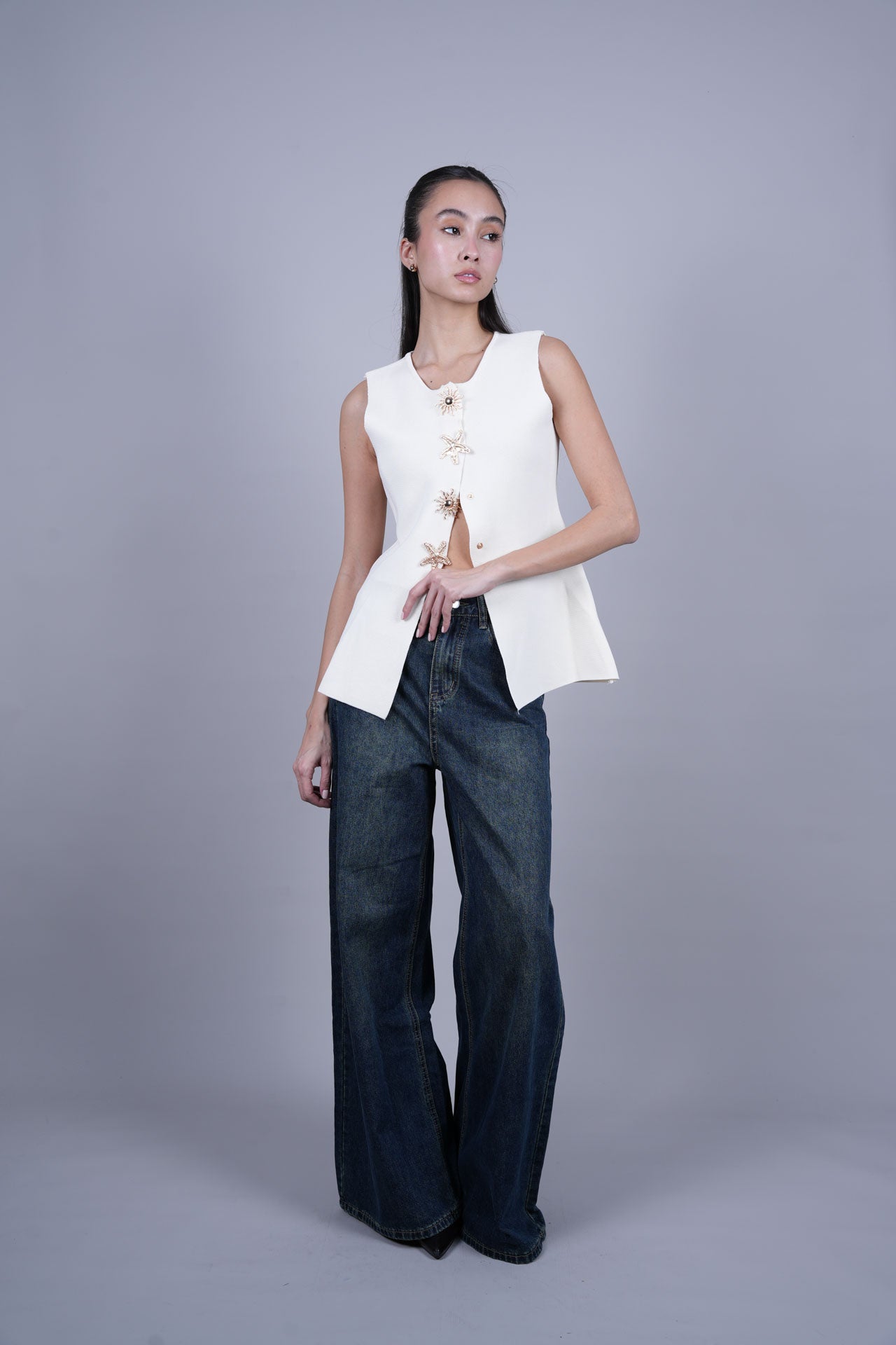 STARFISH BUTTON VEST TOP