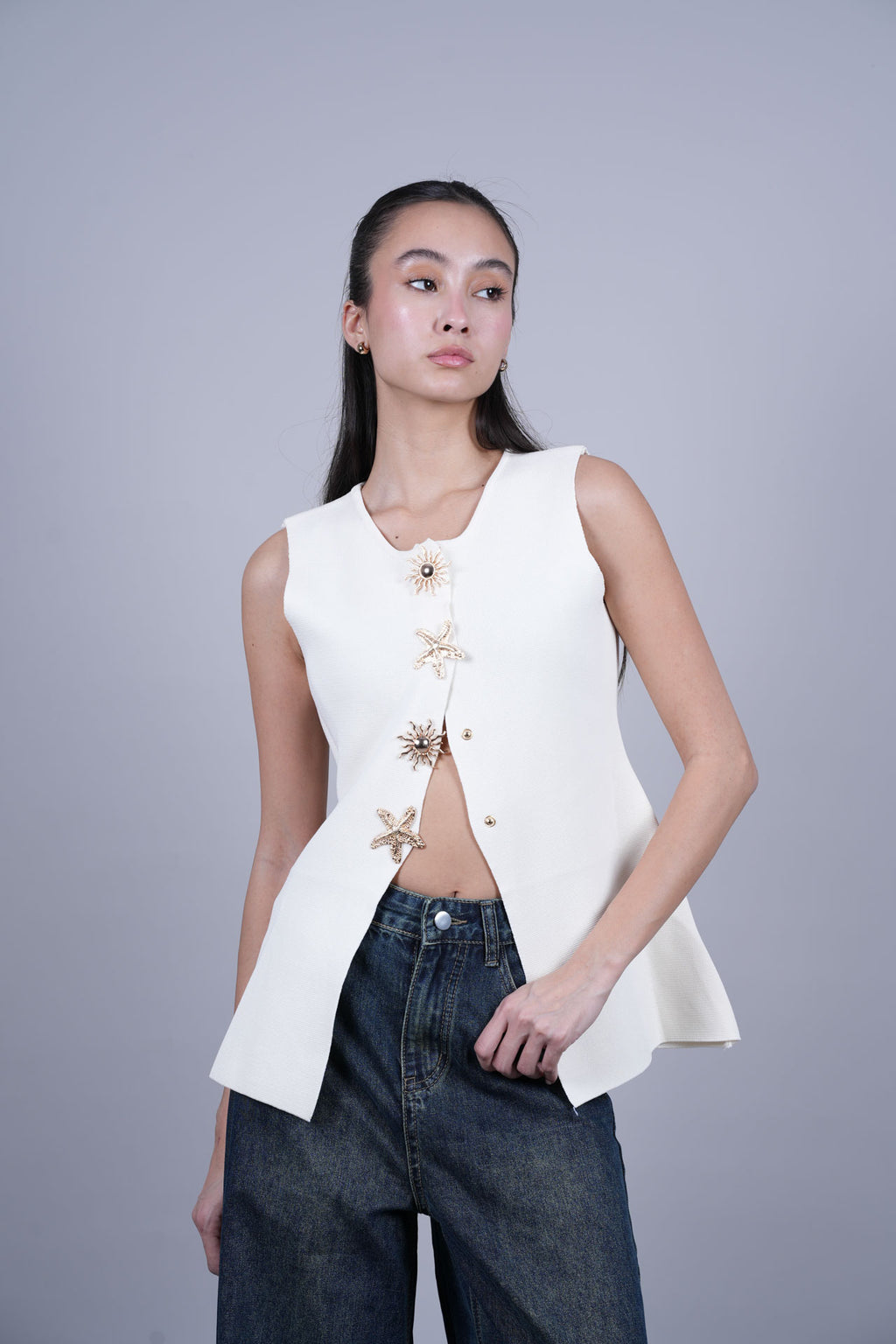 STARFISH BUTTON VEST TOP