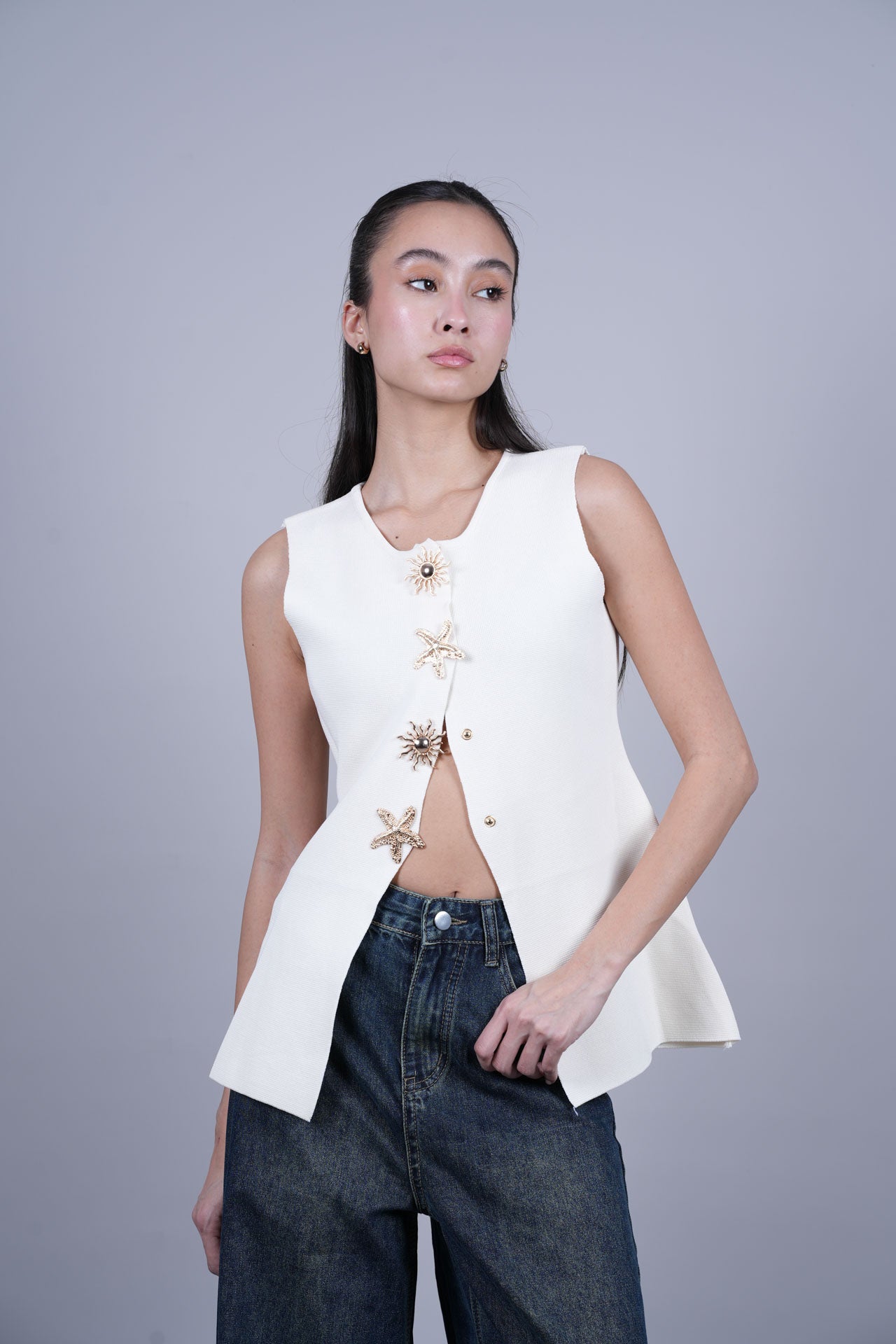 STARFISH BUTTON VEST TOP