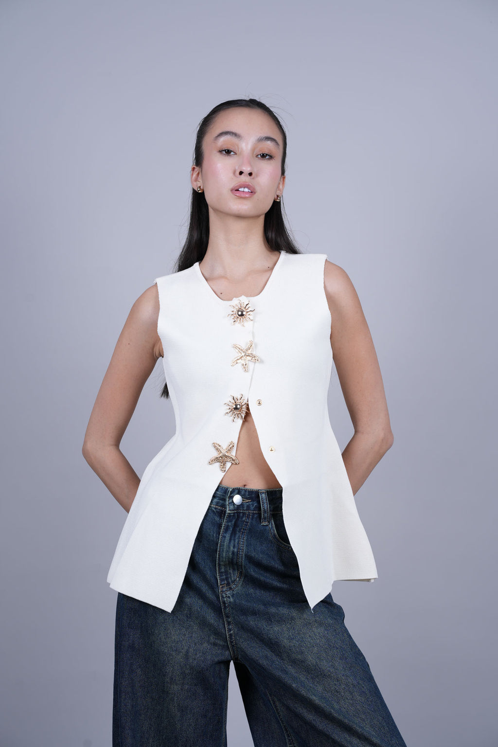 STARFISH BUTTON VEST TOP