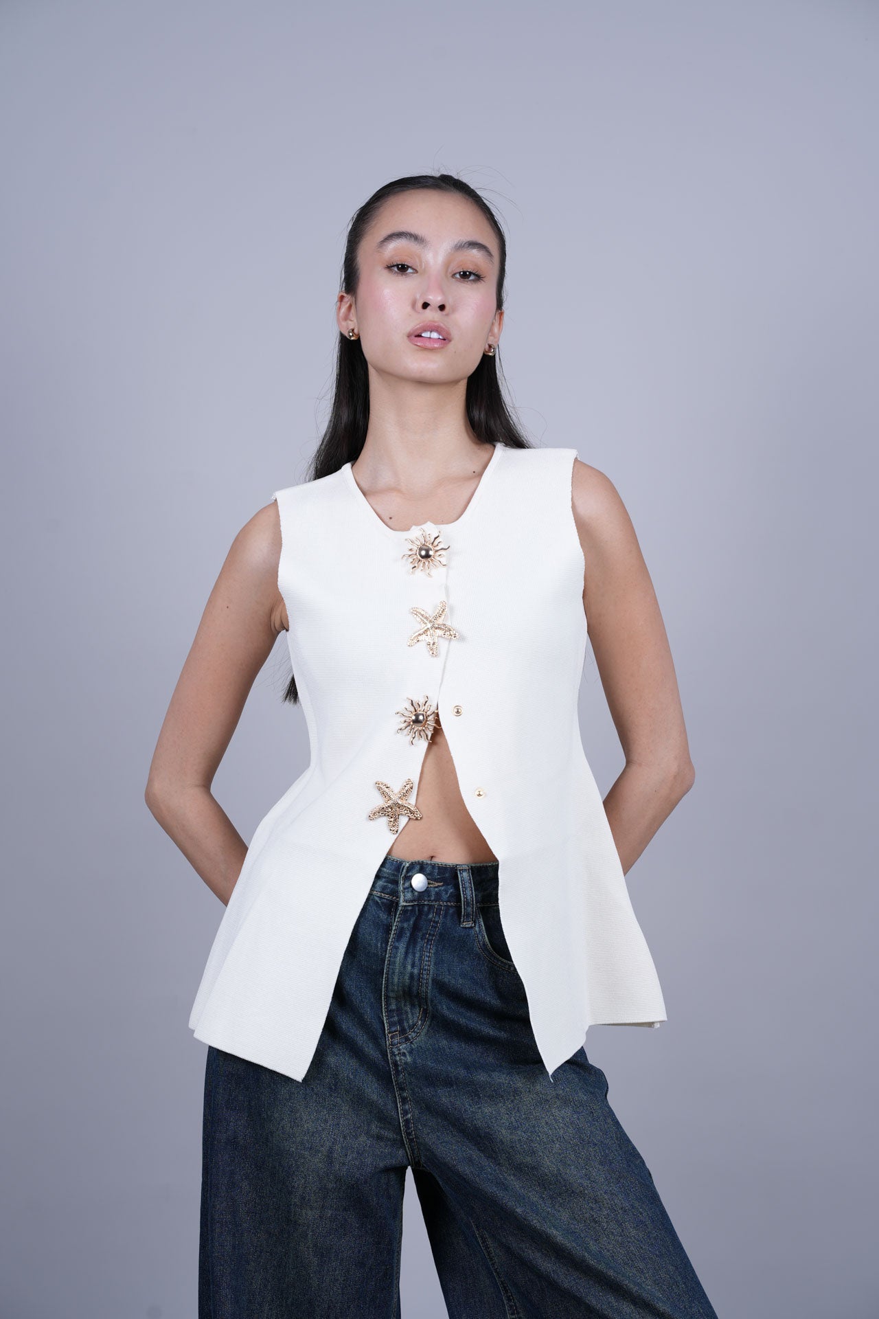 STARFISH BUTTON VEST TOP