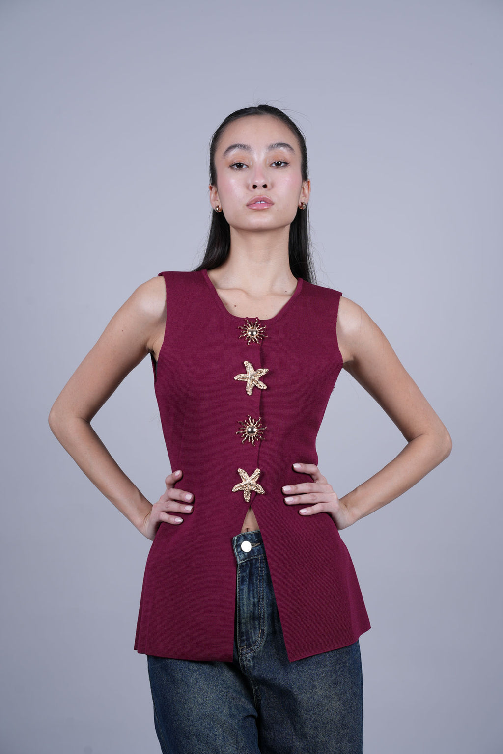 STARFISH BUTTON VEST TOP