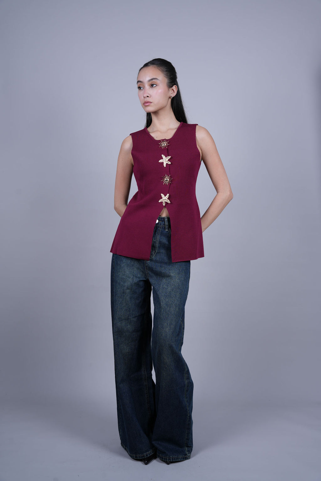 STARFISH BUTTON VEST TOP