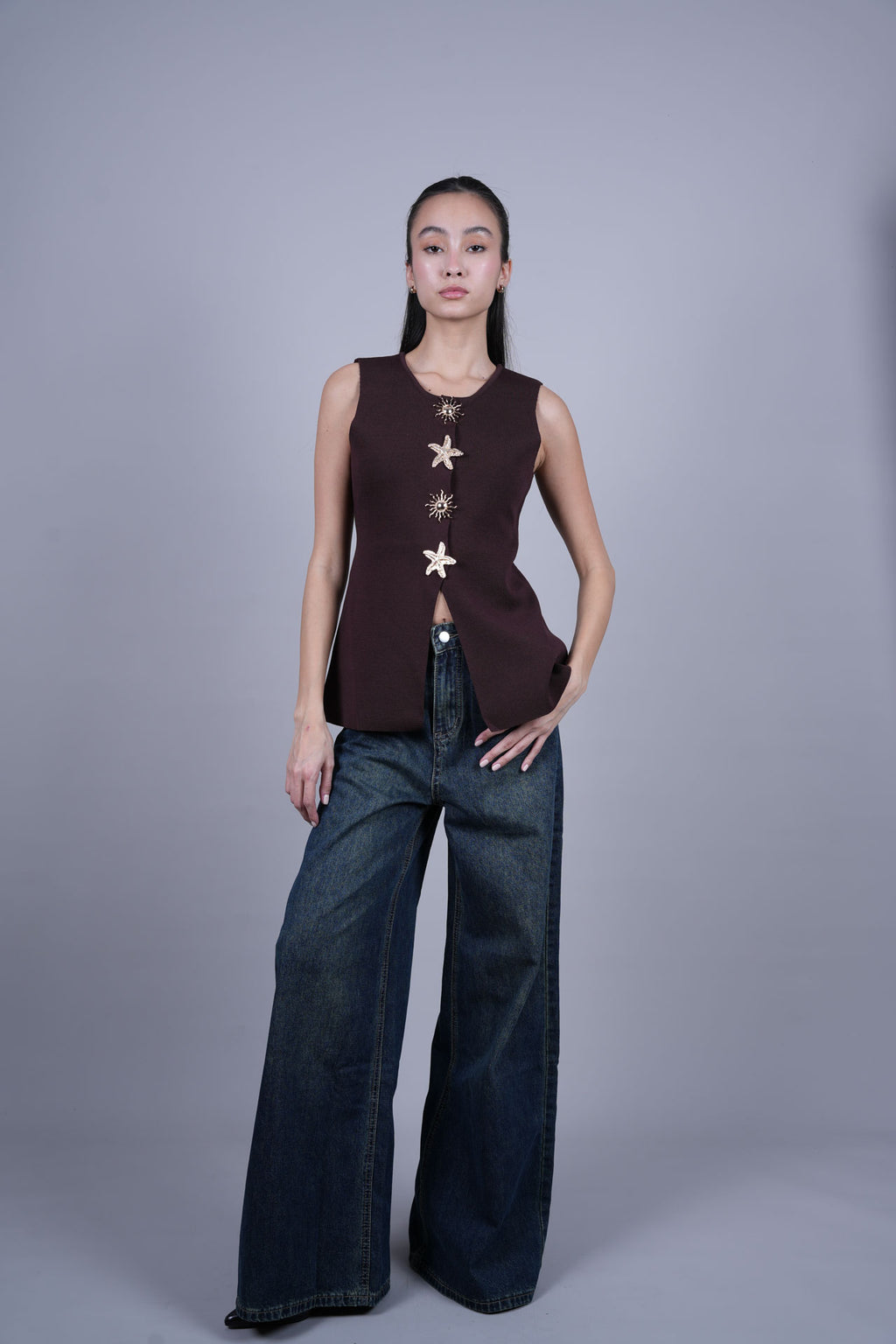 STARFISH BUTTON VEST TOP