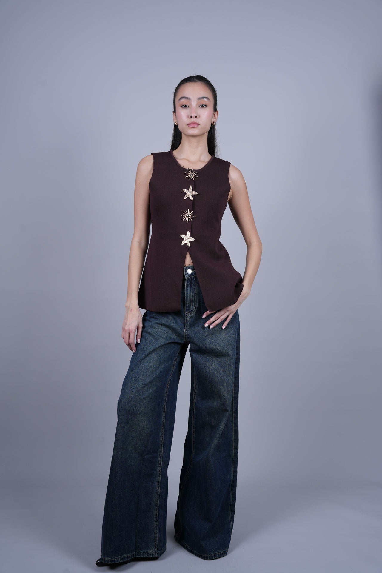 STARFISH BUTTON VEST TOP