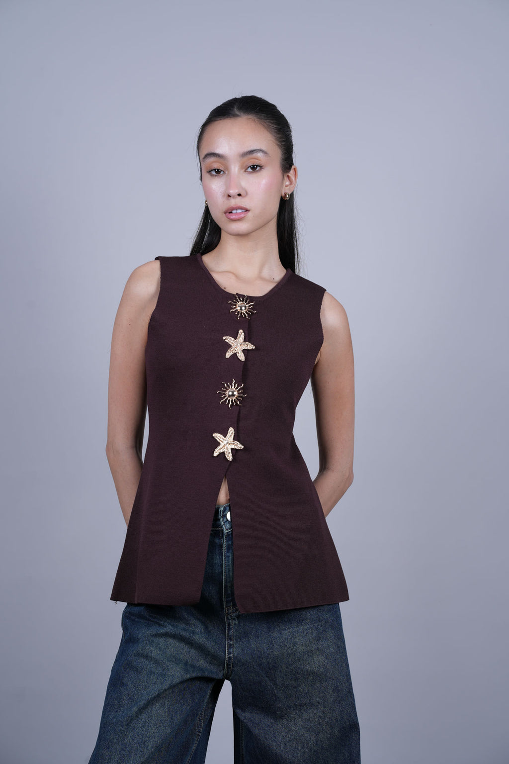 STARFISH BUTTON VEST TOP