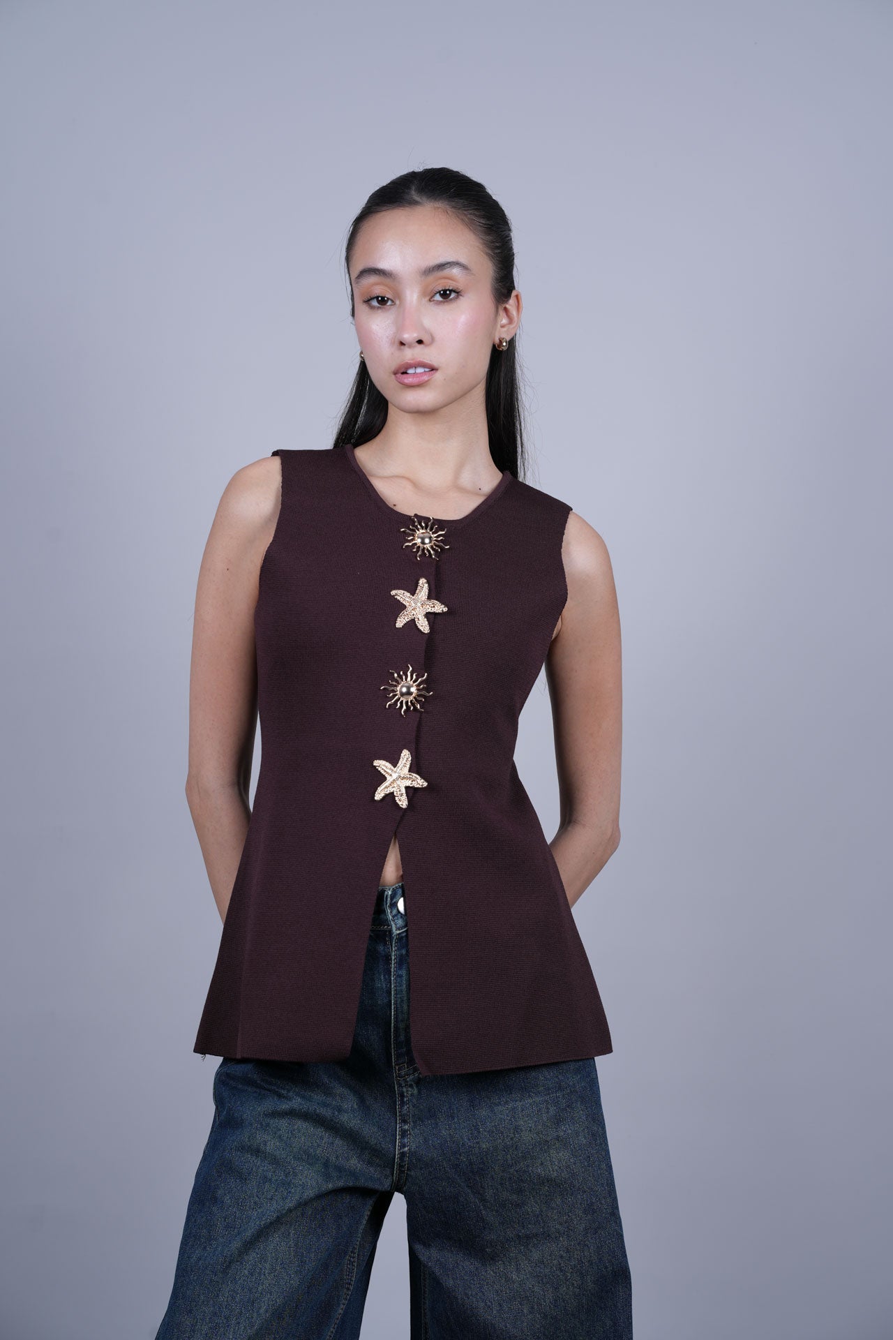 STARFISH BUTTON VEST TOP