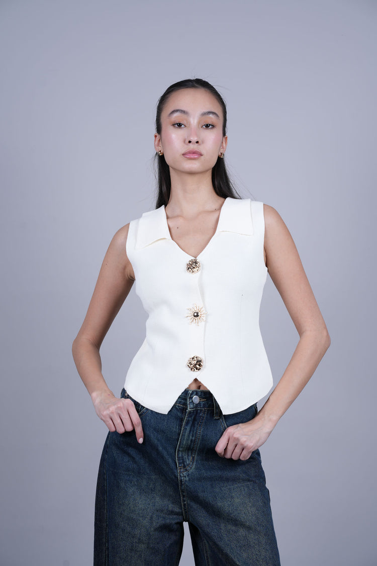 STRUCTURED BUTTONED VEST TOP