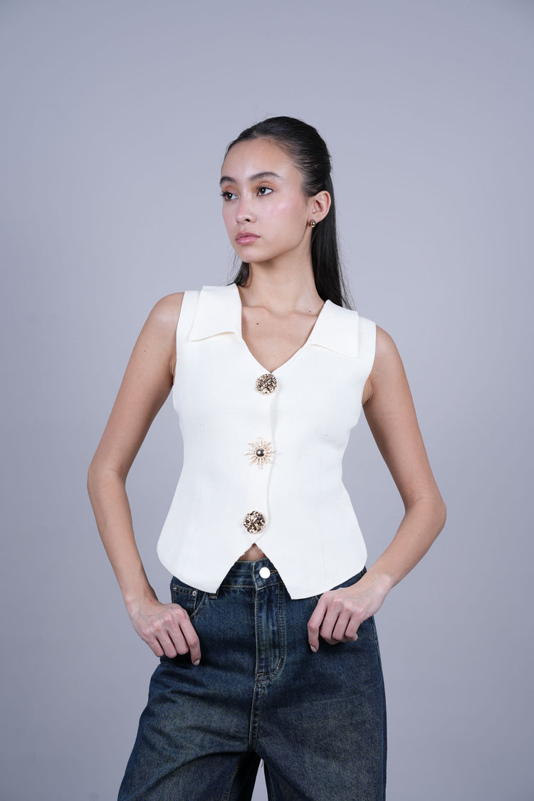STRUCTURED BUTTONED VEST TOP