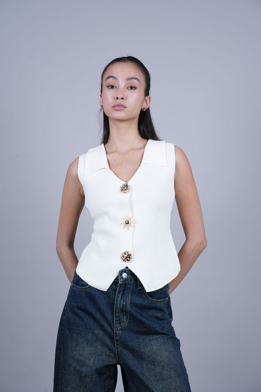 STRUCTURED BUTTONED VEST TOP
