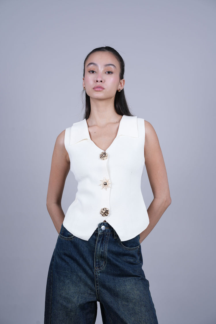 STRUCTURED BUTTONED VEST TOP