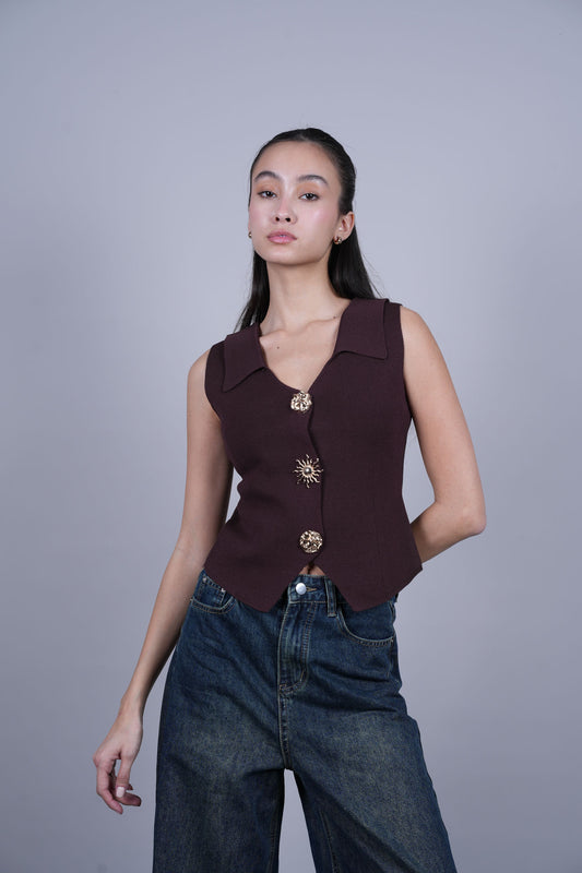 STRUCTURED BUTTONED VEST TOP