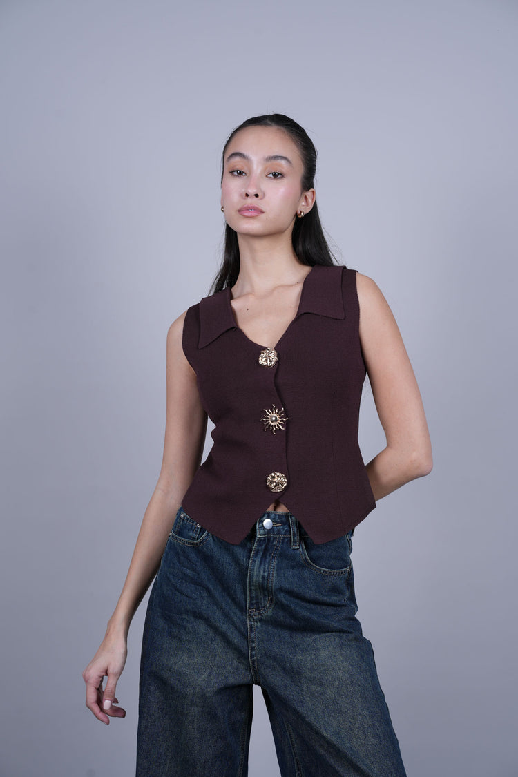 STRUCTURED BUTTONED VEST TOP