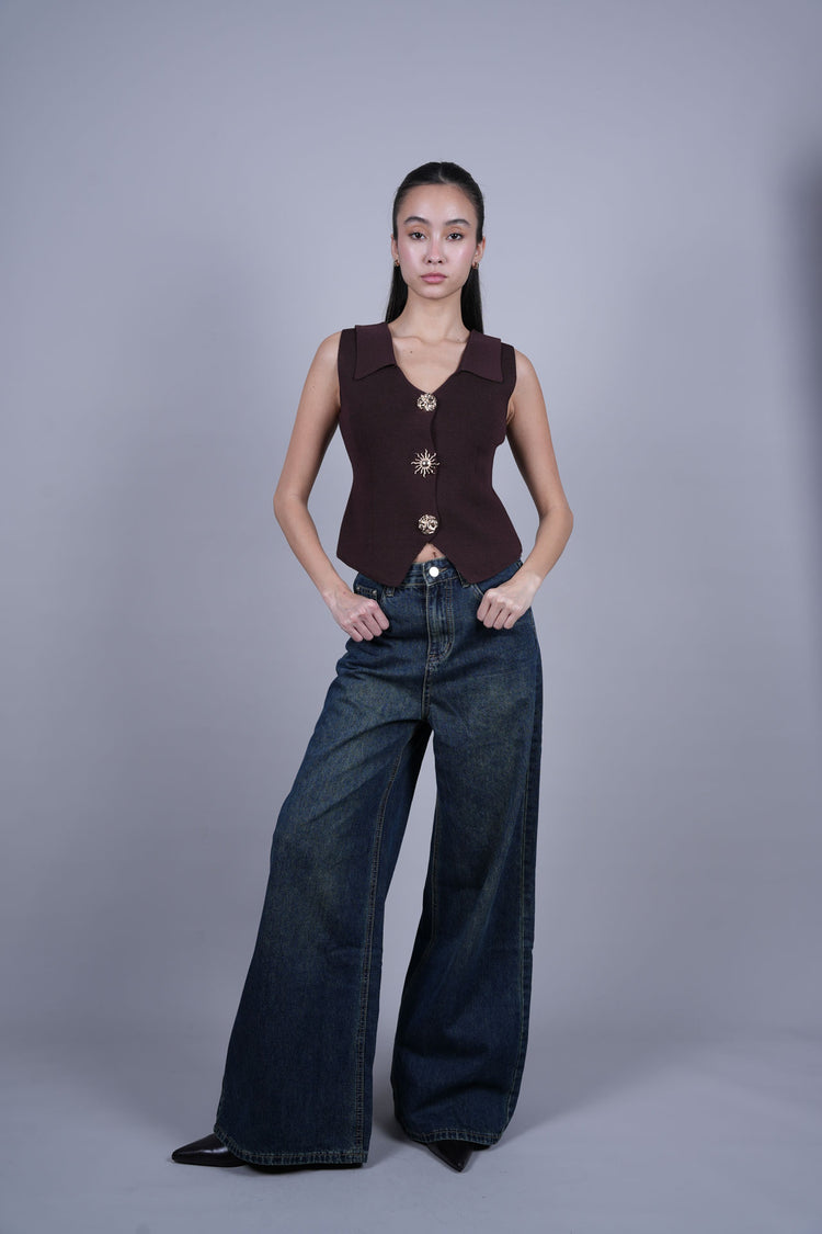 STRUCTURED BUTTONED VEST TOP