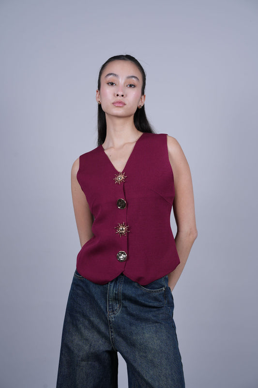 STRUCTURED BUTTONED VEST TOP