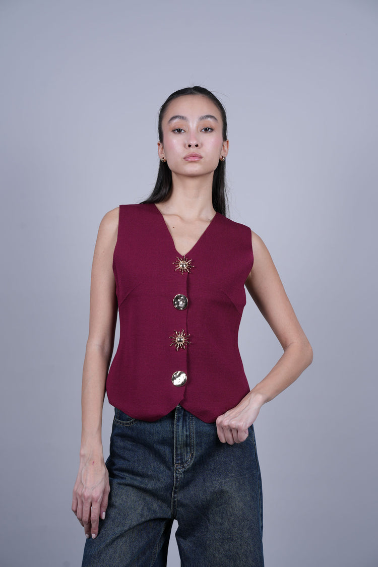 STRUCTURED BUTTONED VEST TOP
