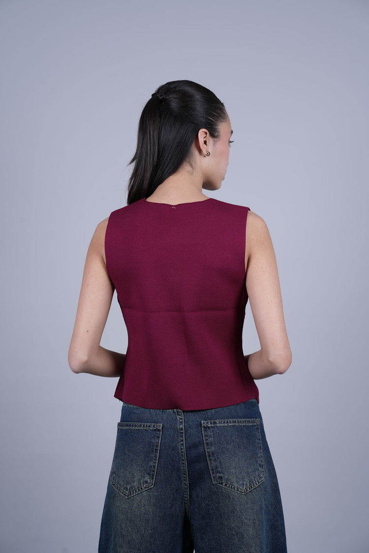 STRUCTURED BUTTONED VEST TOP