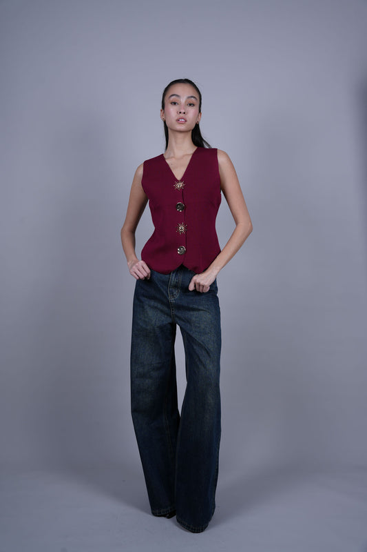 STRUCTURED BUTTONED VEST TOP