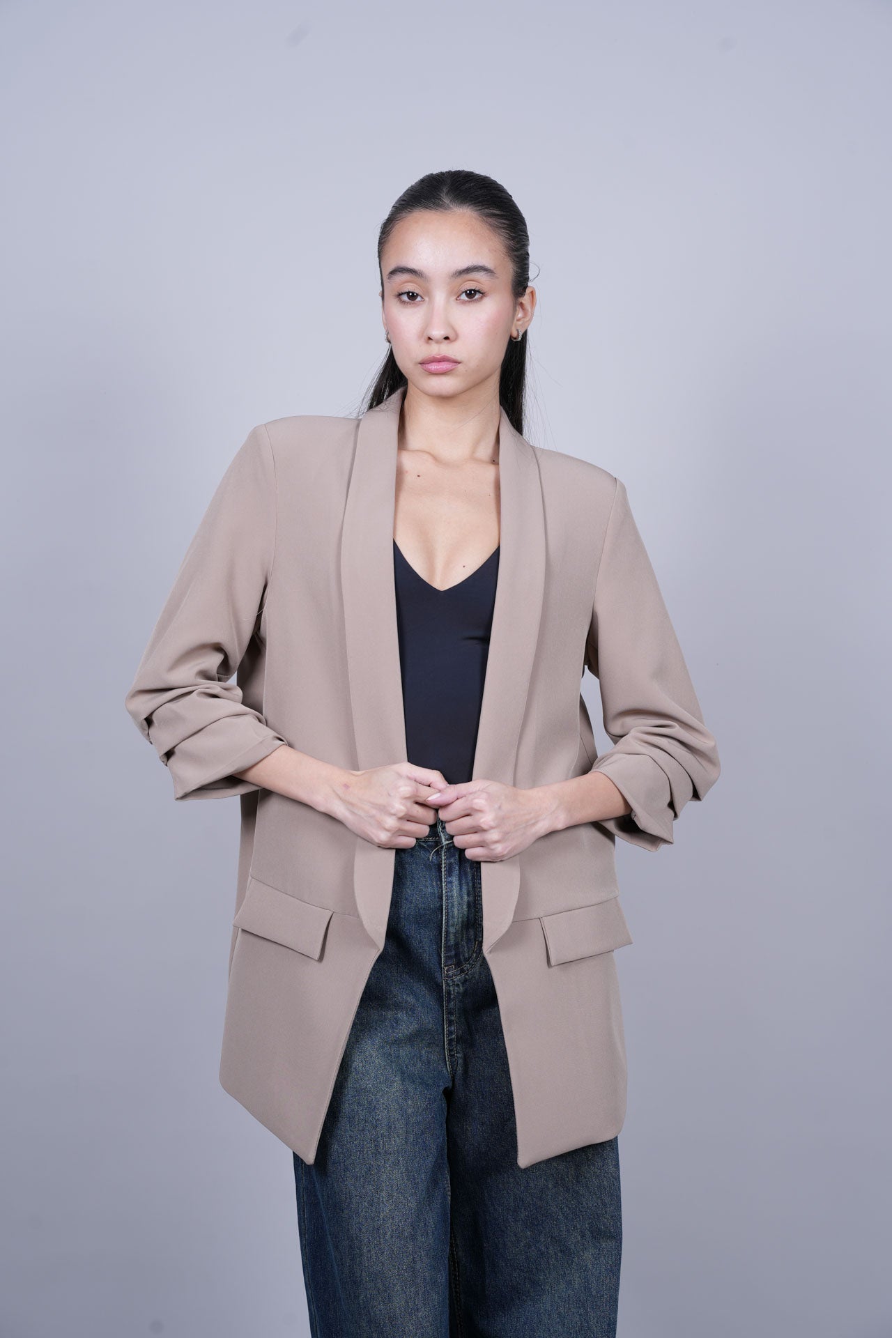 TAILORED OPEN-FRONT BLAZER