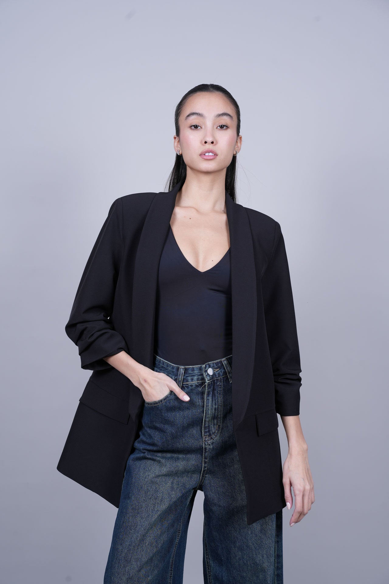 TAILORED OPEN-FRONT BLAZER