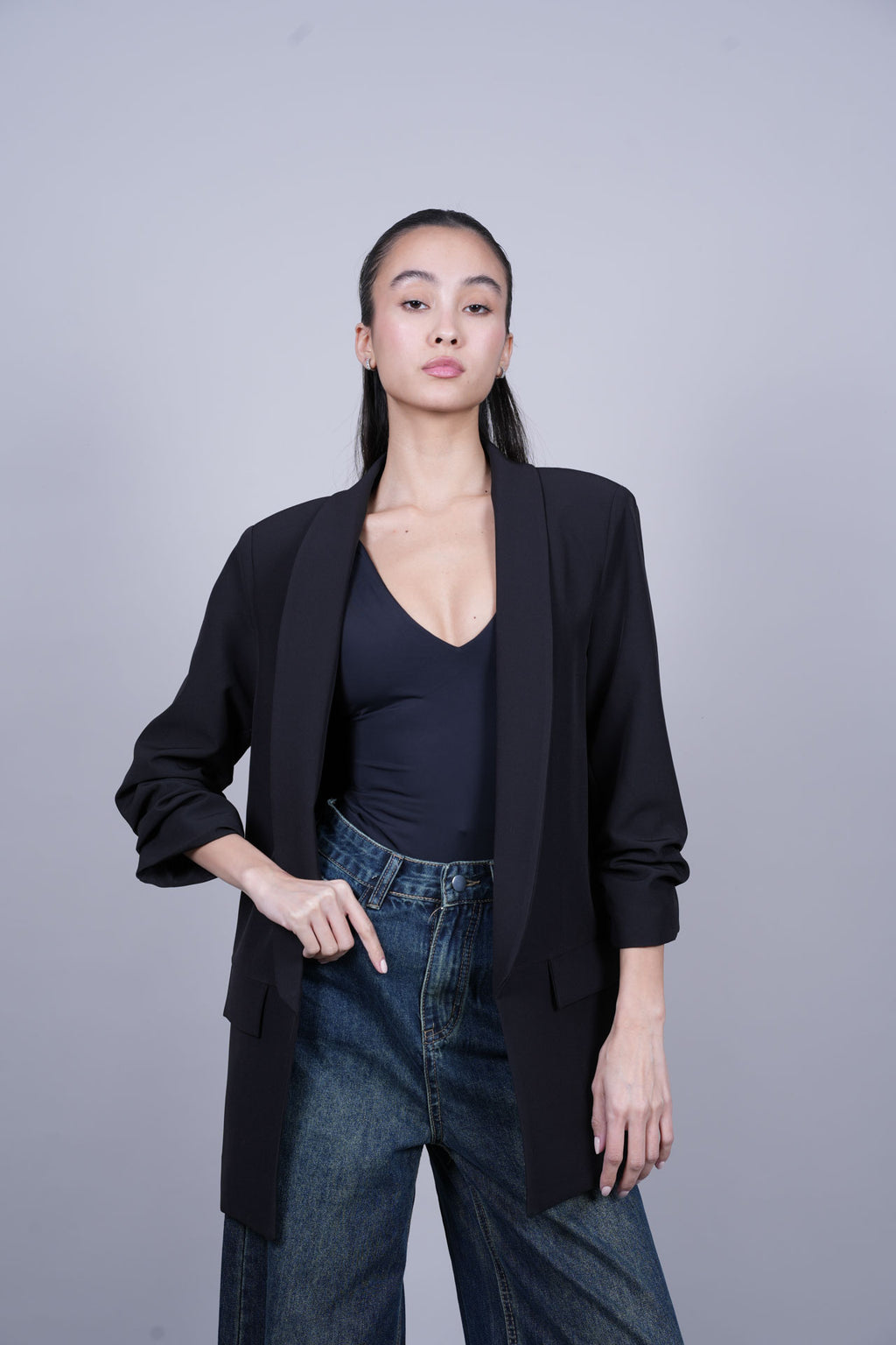 TAILORED OPEN-FRONT BLAZER