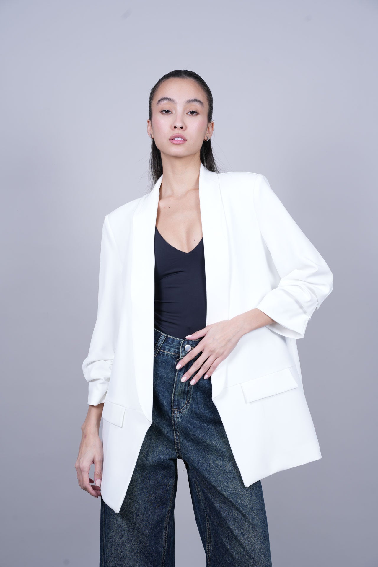 TAILORED OPEN-FRONT BLAZER
