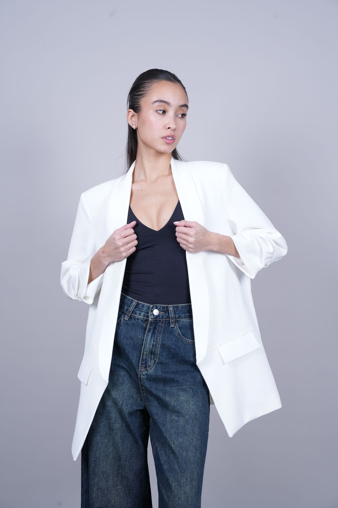 TAILORED OPEN-FRONT BLAZER