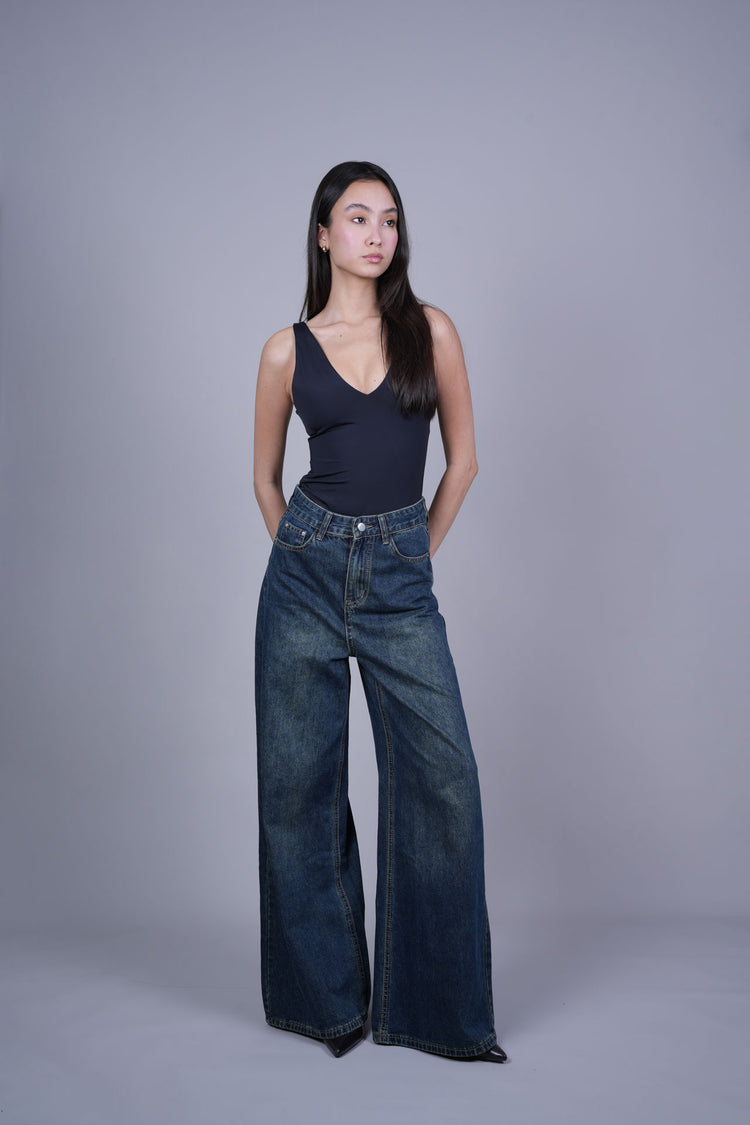 DARK WIDE-LEG JEANS