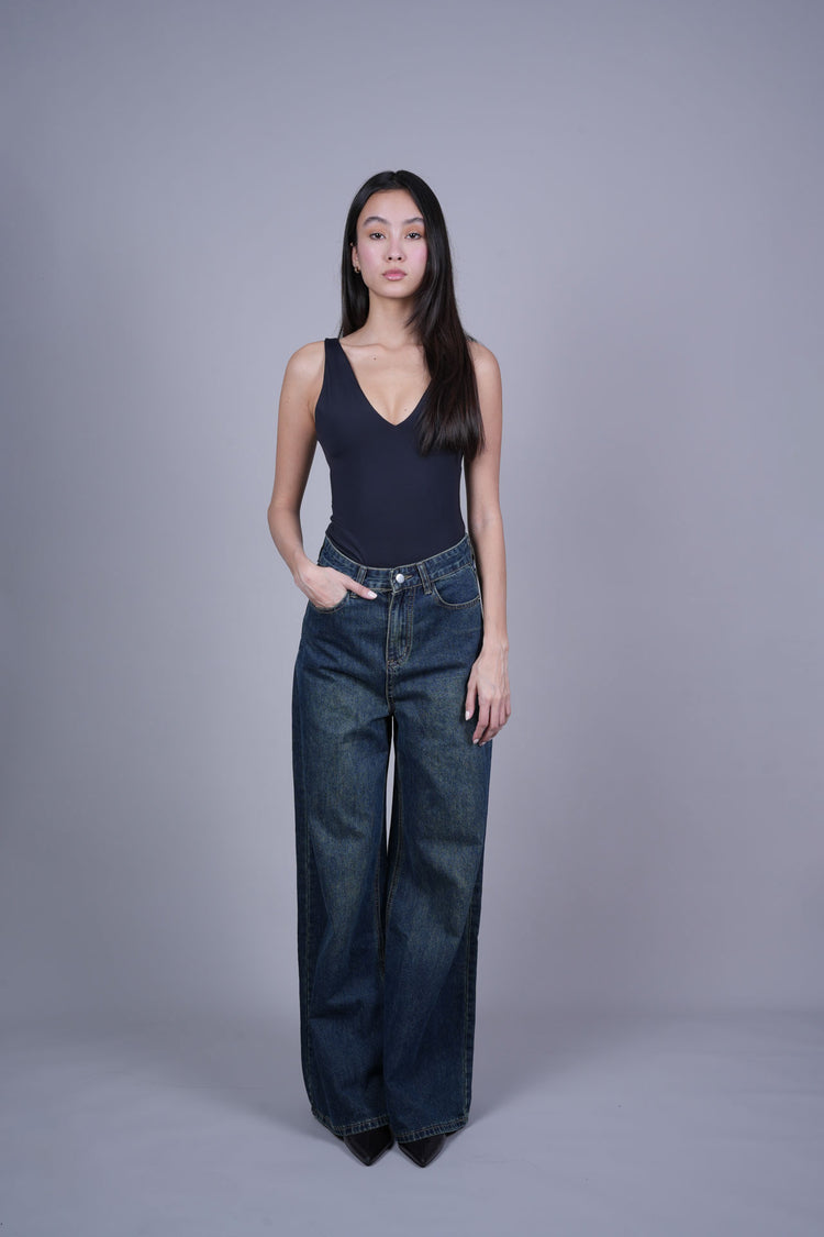 DARK WIDE-LEG JEANS