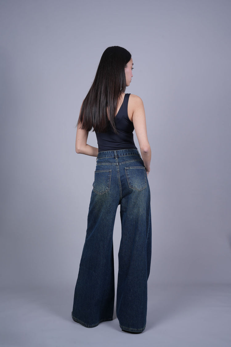 DARK WIDE-LEG JEANS