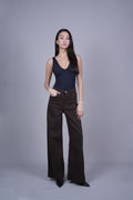 BROWN WIDE-LEG PANTS