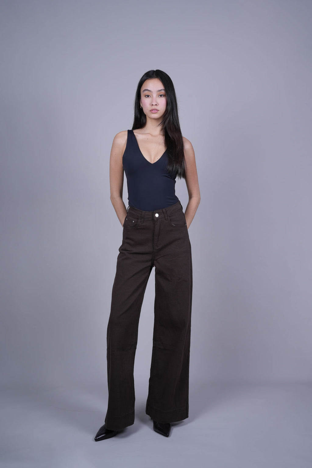 BROWN WIDE-LEG PANTS