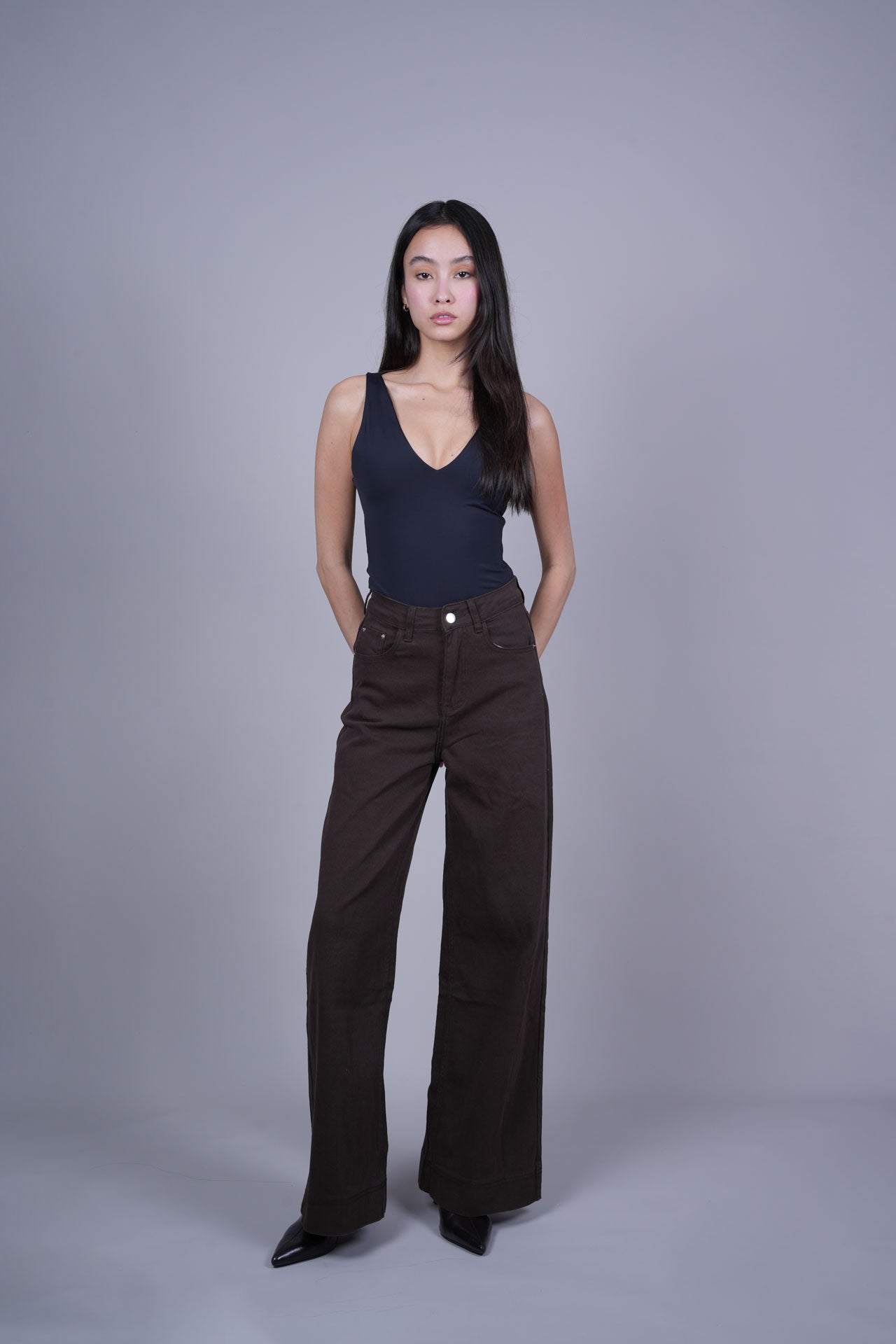 BROWN WIDE-LEG PANTS