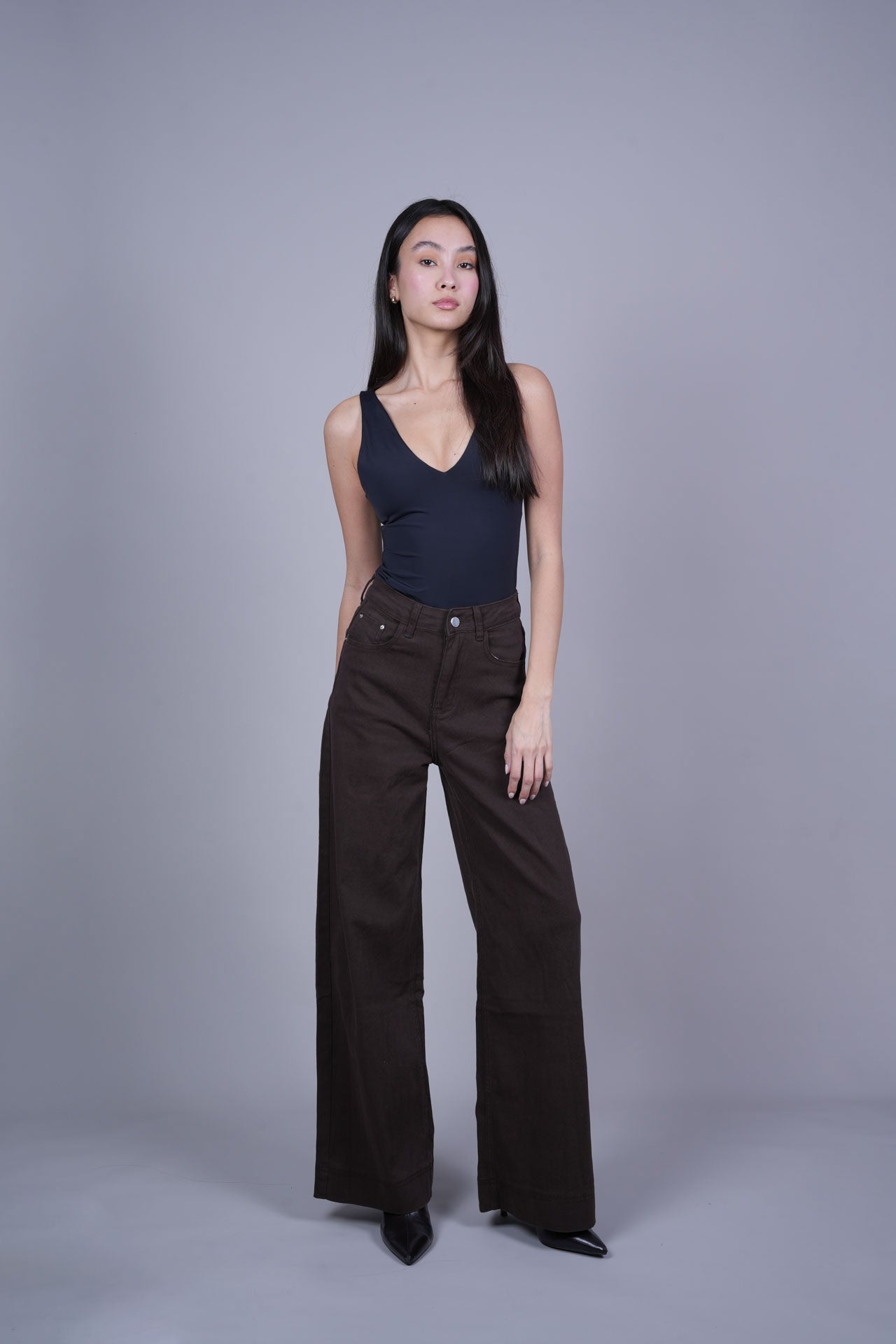 BROWN WIDE-LEG PANTS