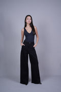 BLACK WIDE-LEG PANTS