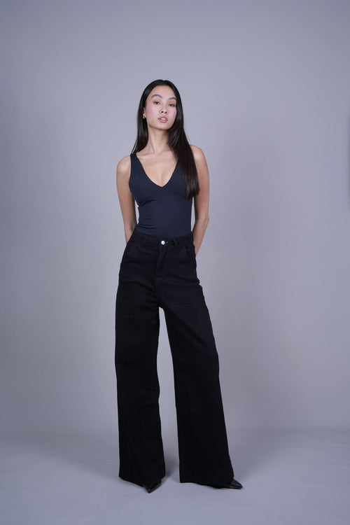 BLACK WIDE-LEG PANTS