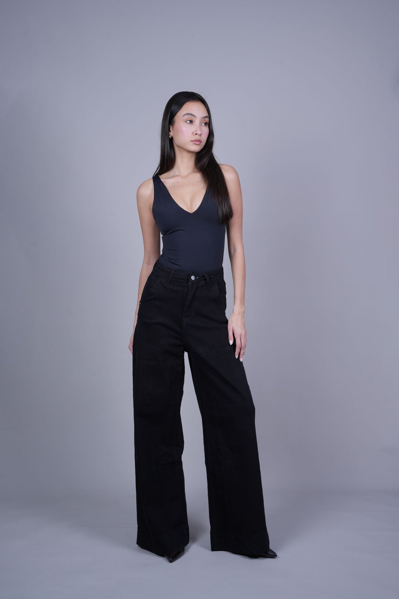 BLACK WIDE-LEG PANTS